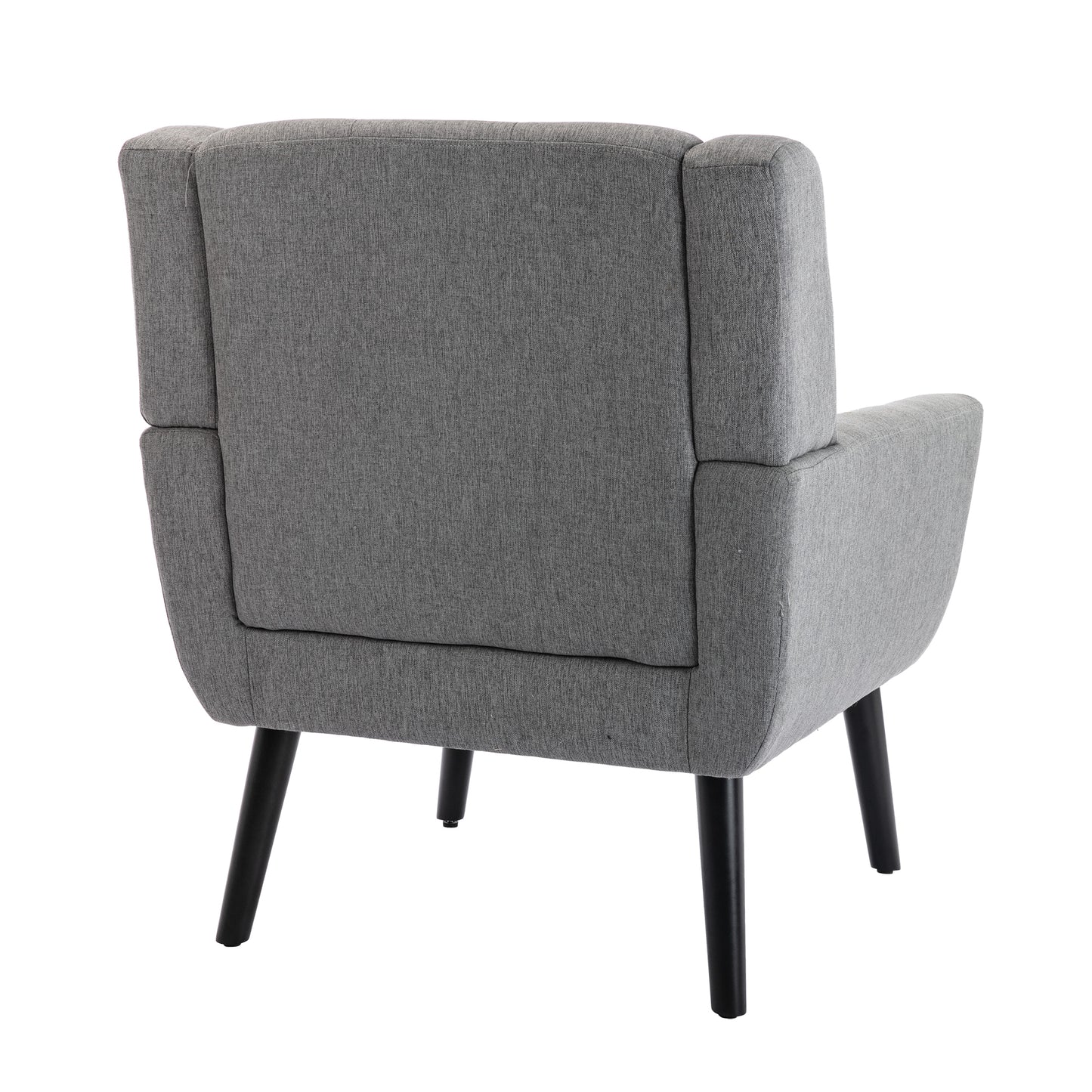 Modern Soft Linen Ergonomic Accent Chair for Living Room or Bedroom - Stylish Indoor Seating with Black Legs