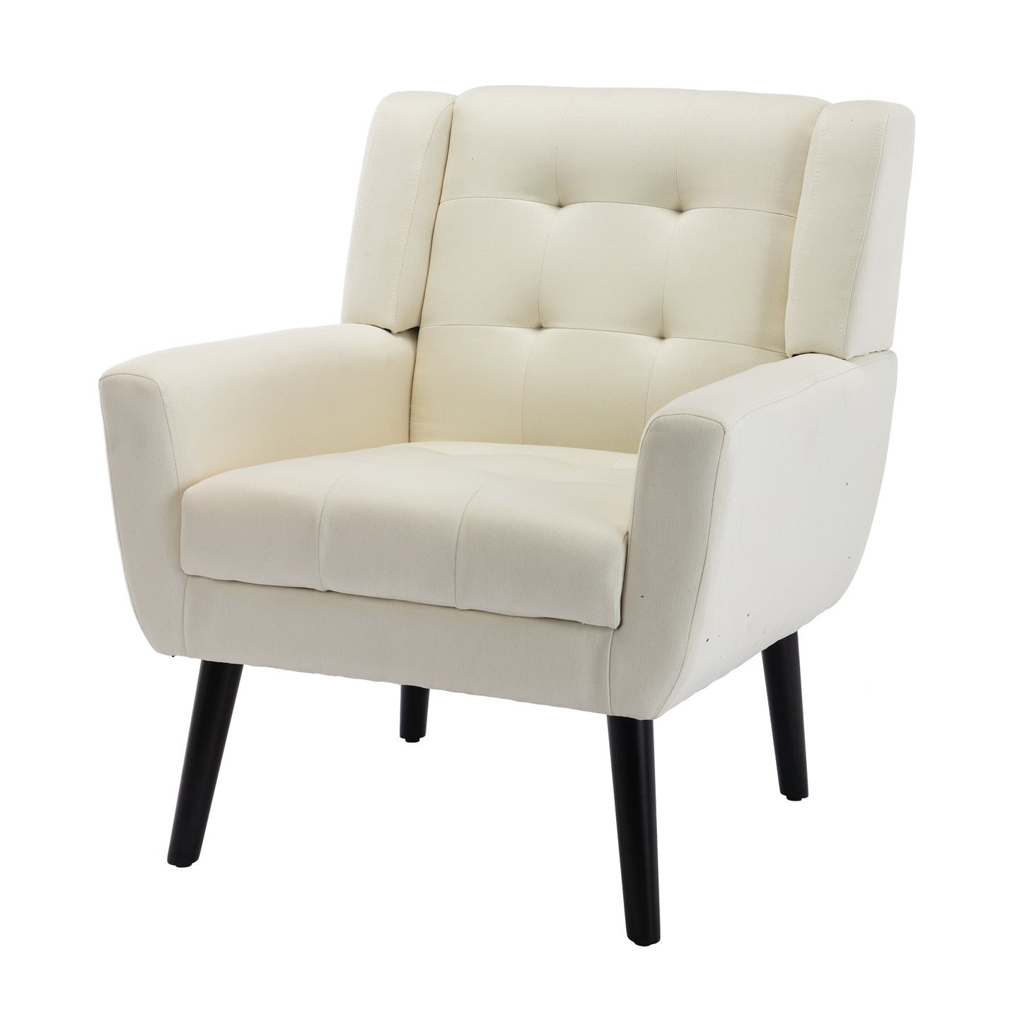 Modern Soft Linen Ergonomic Accent Chair for Living Room & Bedroom - Stylish Indoor Seating with Black Legs