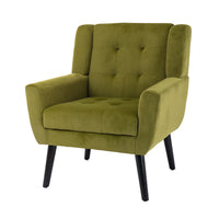 Modern Soft Velvet Ergonomic Accent Chair for Living Room, Bedroom, and Home with Black Legs - Stylish Indoor Seating