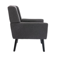 Modern Soft Linen Ergonomic Accent Chair for Living Room or Bedroom - Stylish Indoor Home Seating with Black Legs