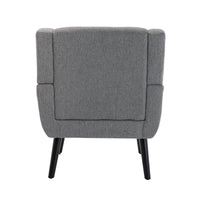 Modern Soft Linen Ergonomic Accent Chair for Living Room or Bedroom - Stylish Indoor Seating with Black Legs