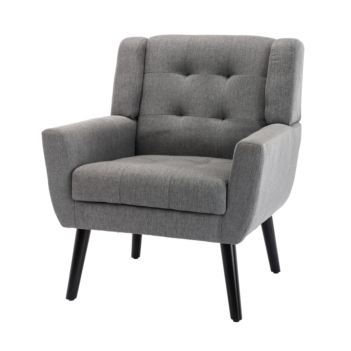 Modern Soft Linen Ergonomic Accent Chair for Living Room or Bedroom - Stylish Indoor Seating with Black Legs