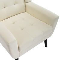 Modern Soft Linen Ergonomic Accent Chair for Living Room & Bedroom - Stylish Indoor Seating with Black Legs