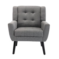 Modern Soft Linen Ergonomic Accent Chair for Living Room or Bedroom - Stylish Indoor Seating with Black Legs