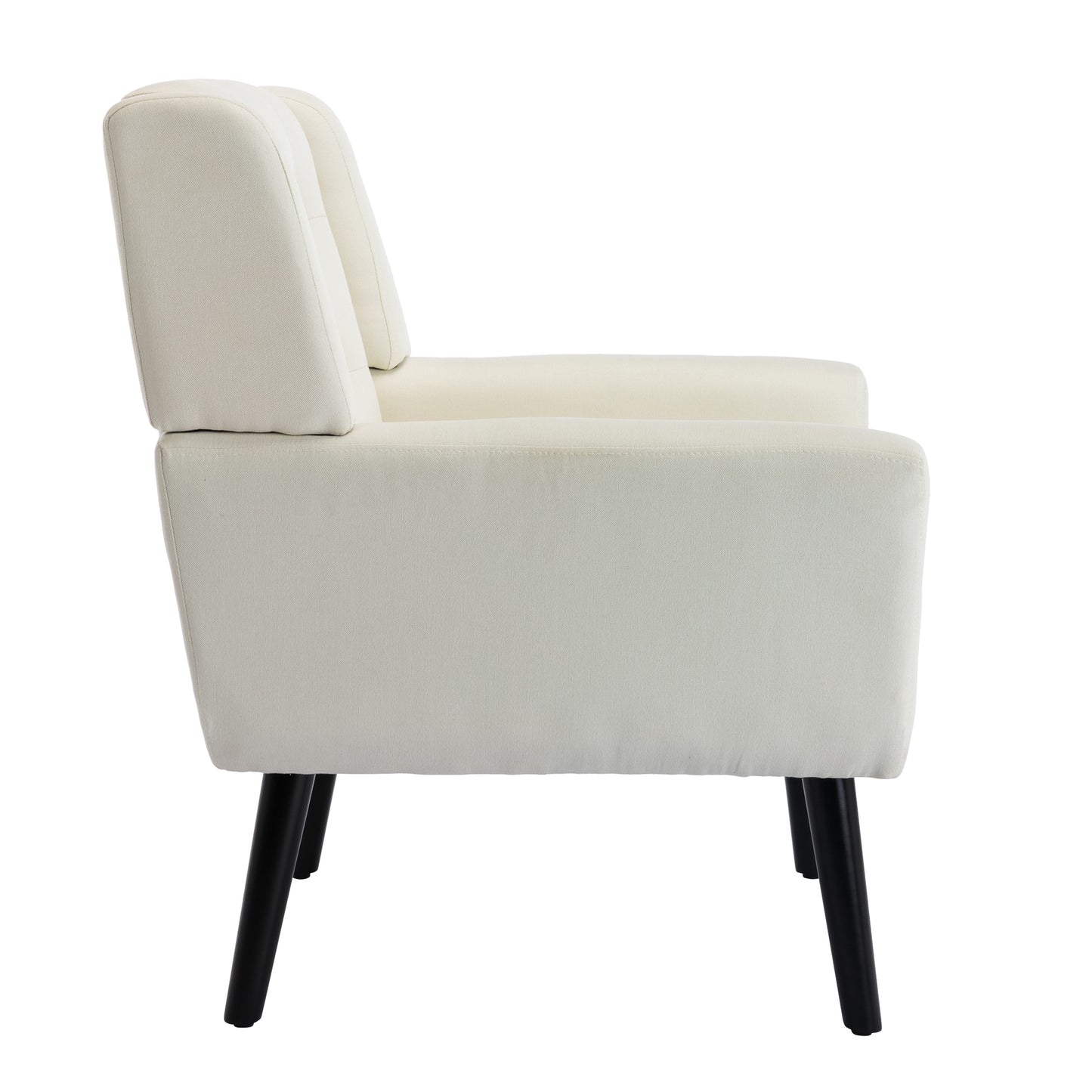 Modern Soft Linen Ergonomic Accent Chair for Living Room & Bedroom - Stylish Indoor Seating with Black Legs