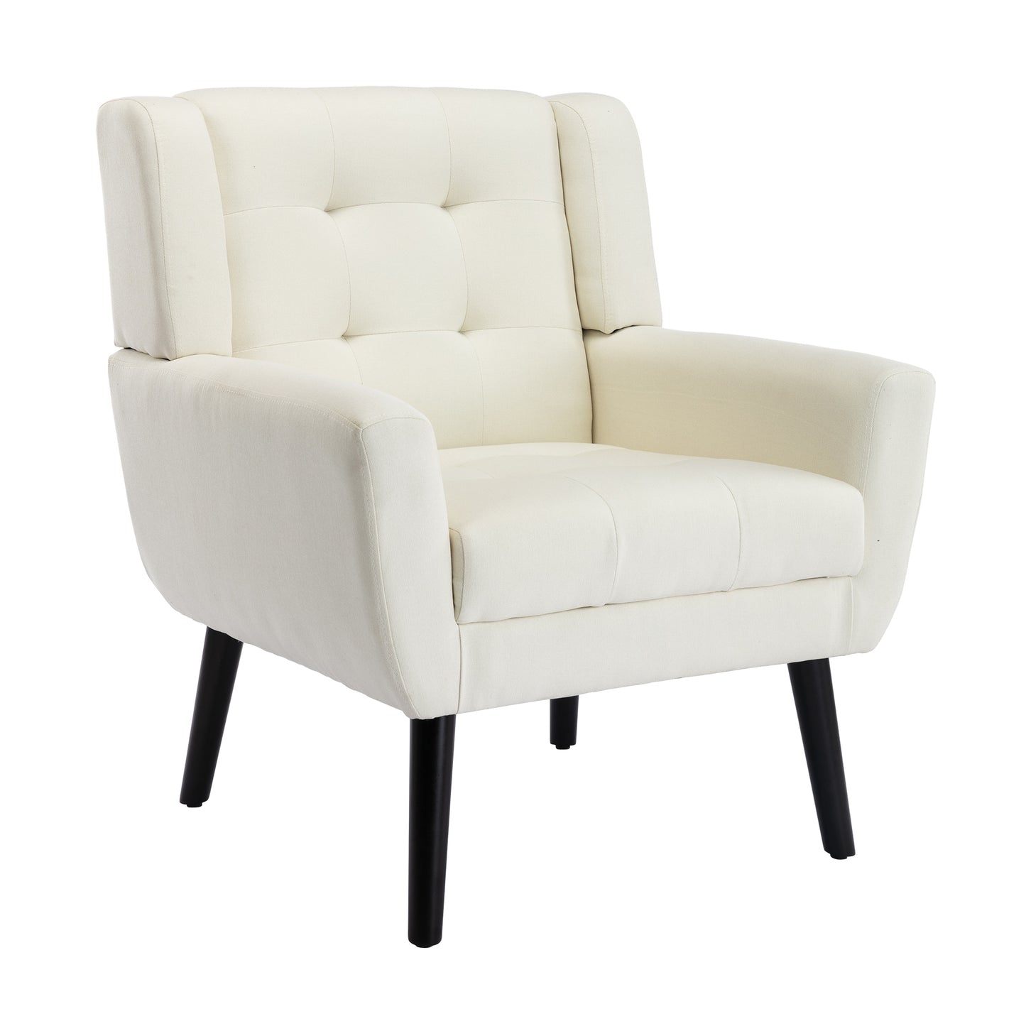 Modern Soft Linen Ergonomic Accent Chair for Living Room & Bedroom - Stylish Indoor Seating with Black Legs