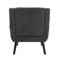 Modern Soft Linen Ergonomic Accent Chair for Living Room or Bedroom - Stylish Indoor Home Seating with Black Legs