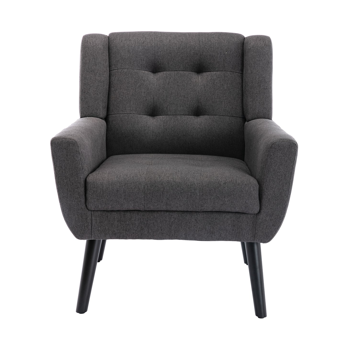 Modern Soft Linen Ergonomic Accent Chair for Living Room or Bedroom - Stylish Indoor Home Seating with Black Legs