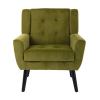 Modern Soft Velvet Ergonomic Accent Chair for Living Room, Bedroom, and Home with Black Legs - Stylish Indoor Seating