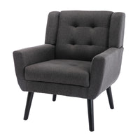 Modern Soft Linen Ergonomic Accent Chair for Living Room or Bedroom - Stylish Indoor Home Seating with Black Legs