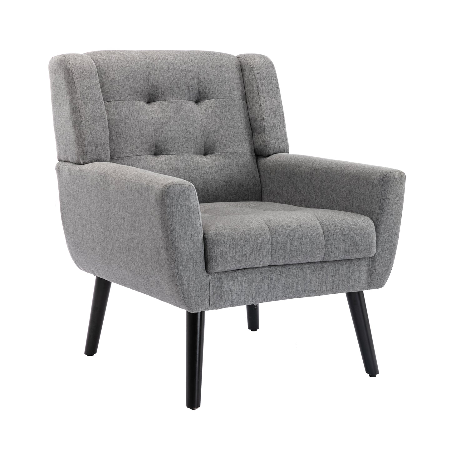 Modern Soft Linen Ergonomic Accent Chair for Living Room or Bedroom - Stylish Indoor Seating with Black Legs