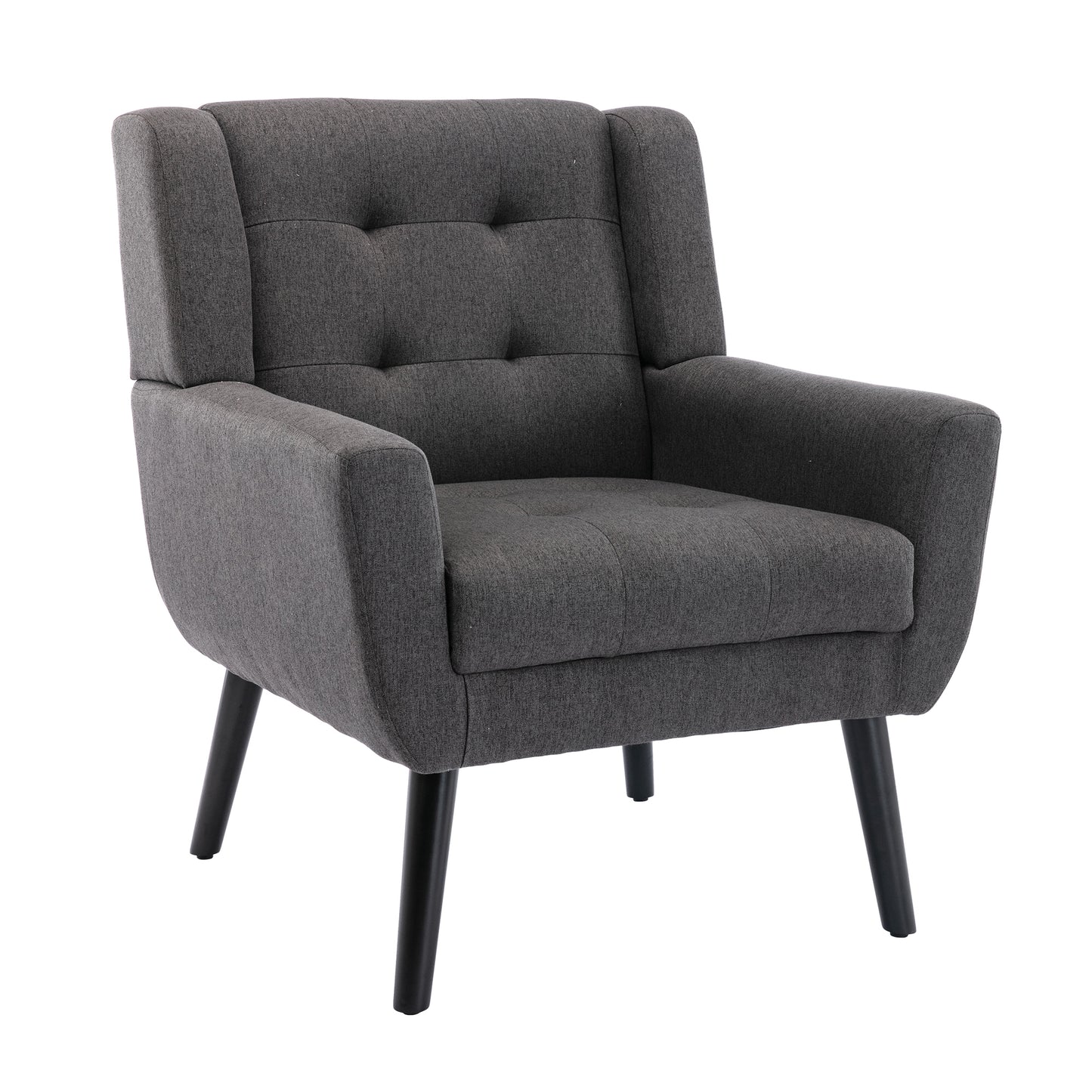 Modern Soft Linen Ergonomic Accent Chair for Living Room or Bedroom - Stylish Indoor Home Seating with Black Legs