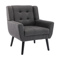 Modern Soft Linen Ergonomic Accent Chair for Living Room or Bedroom - Stylish Indoor Home Seating with Black Legs