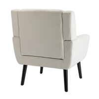 Modern Soft Linen Ergonomic Accent Chair for Living Room & Bedroom - Stylish Indoor Seating with Black Legs