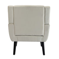 Modern Soft Linen Ergonomic Accent Chair for Living Room & Bedroom - Stylish Indoor Seating with Black Legs