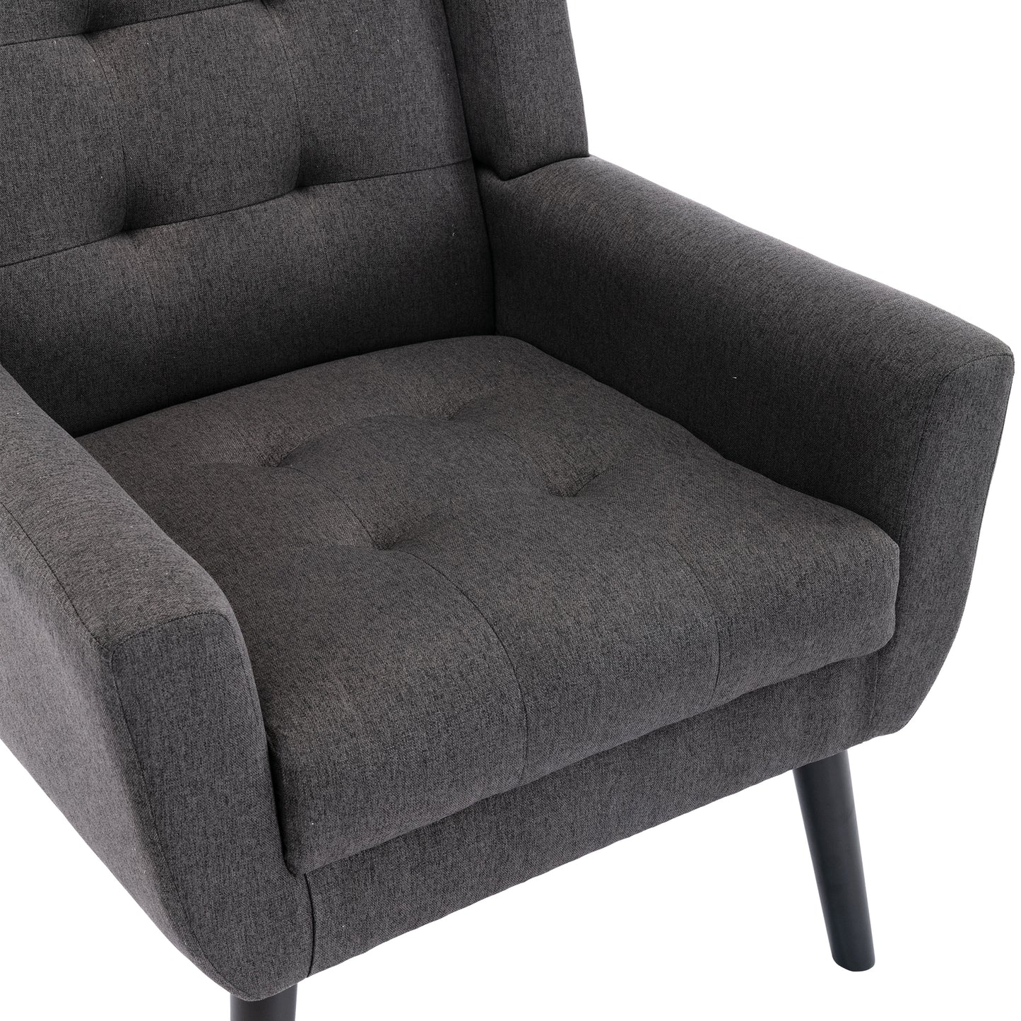 Modern Soft Linen Ergonomic Accent Chair for Living Room or Bedroom - Stylish Indoor Home Seating with Black Legs