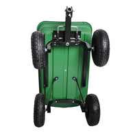 Folding Garden Dump Truck with Steel Frame 10 Inches Pneumatic Tire 300 lb Capacity Green