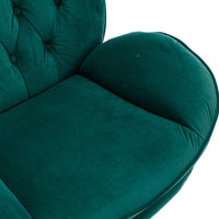 Stylish Green Accent Chair with Ottoman for Living Room - Comfortable TV Chair