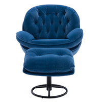 Comfortable Accent Chair with Ottoman - Stylish Living Room TV Chair in Blue