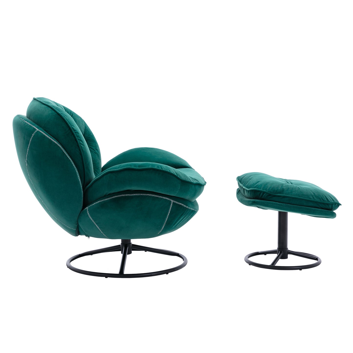 Stylish Green Accent Chair with Ottoman for Living Room - Comfortable TV Chair