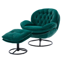 Stylish Green Accent Chair with Ottoman for Living Room - Comfortable TV Chair