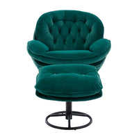 Stylish Green Accent Chair with Ottoman for Living Room - Comfortable TV Chair