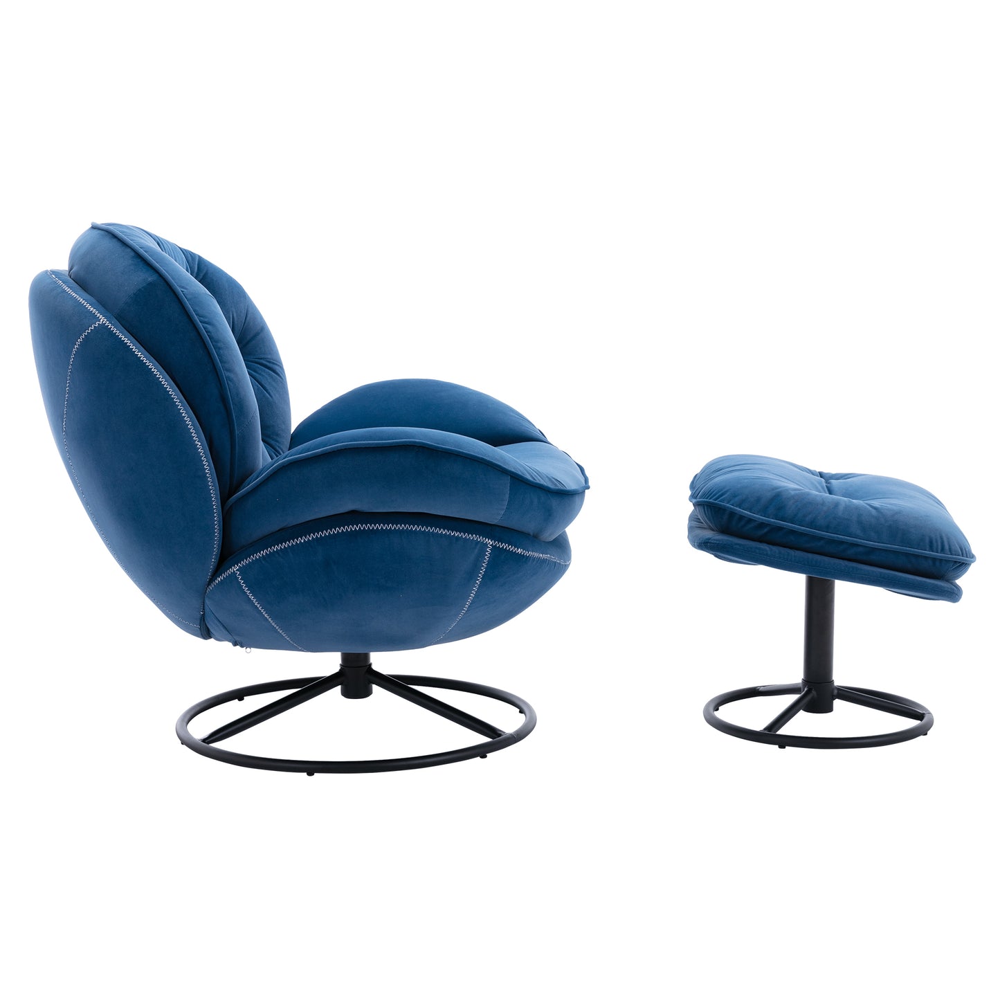 Comfortable Accent Chair with Ottoman - Stylish Living Room TV Chair in Blue