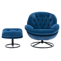 Comfortable Accent Chair with Ottoman - Stylish Living Room TV Chair in Blue