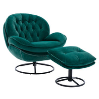 Stylish Green Accent Chair with Ottoman for Living Room - Comfortable TV Chair