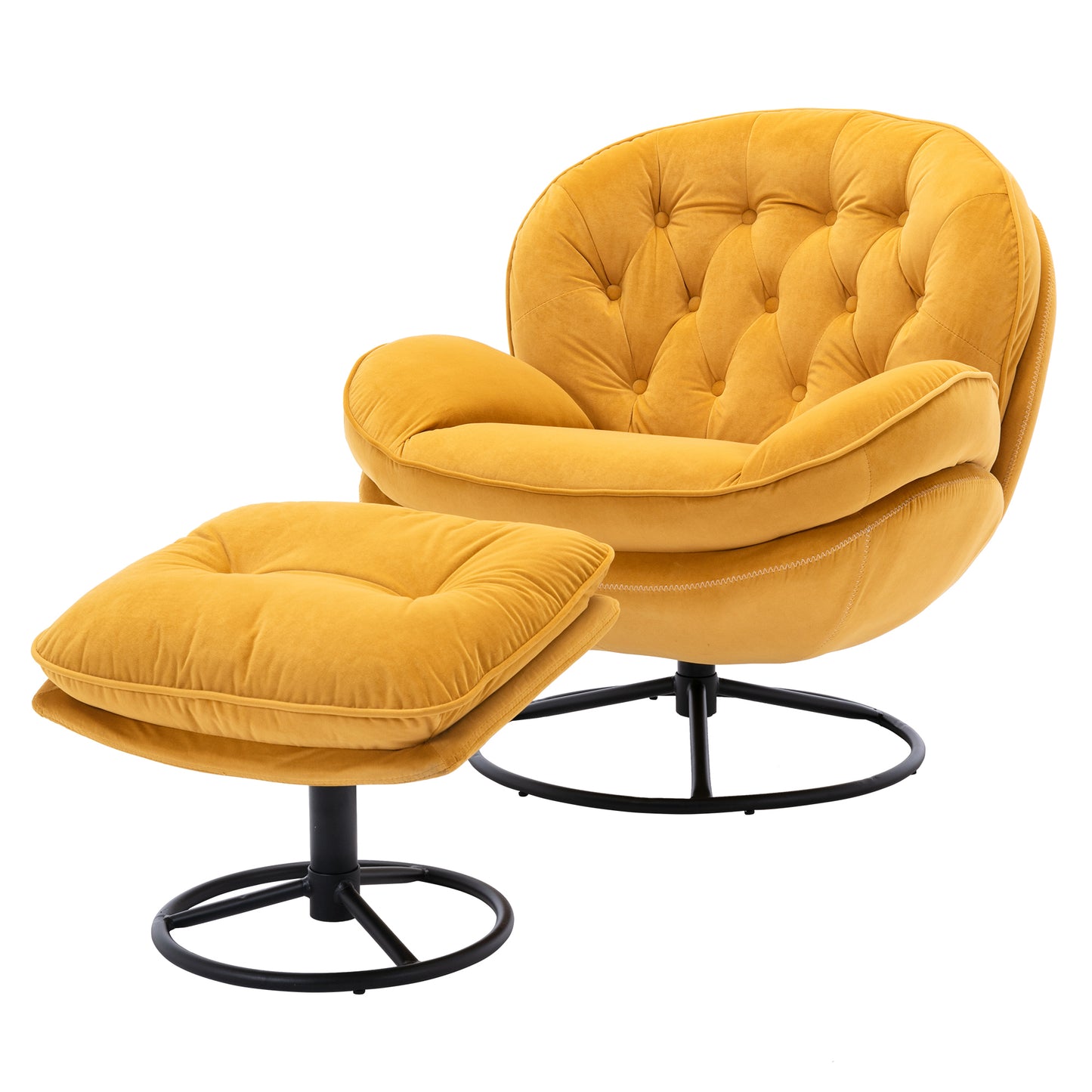 Accent Chair with Ottoman - Stylish Yellow TV Chair for Living Room Comfort