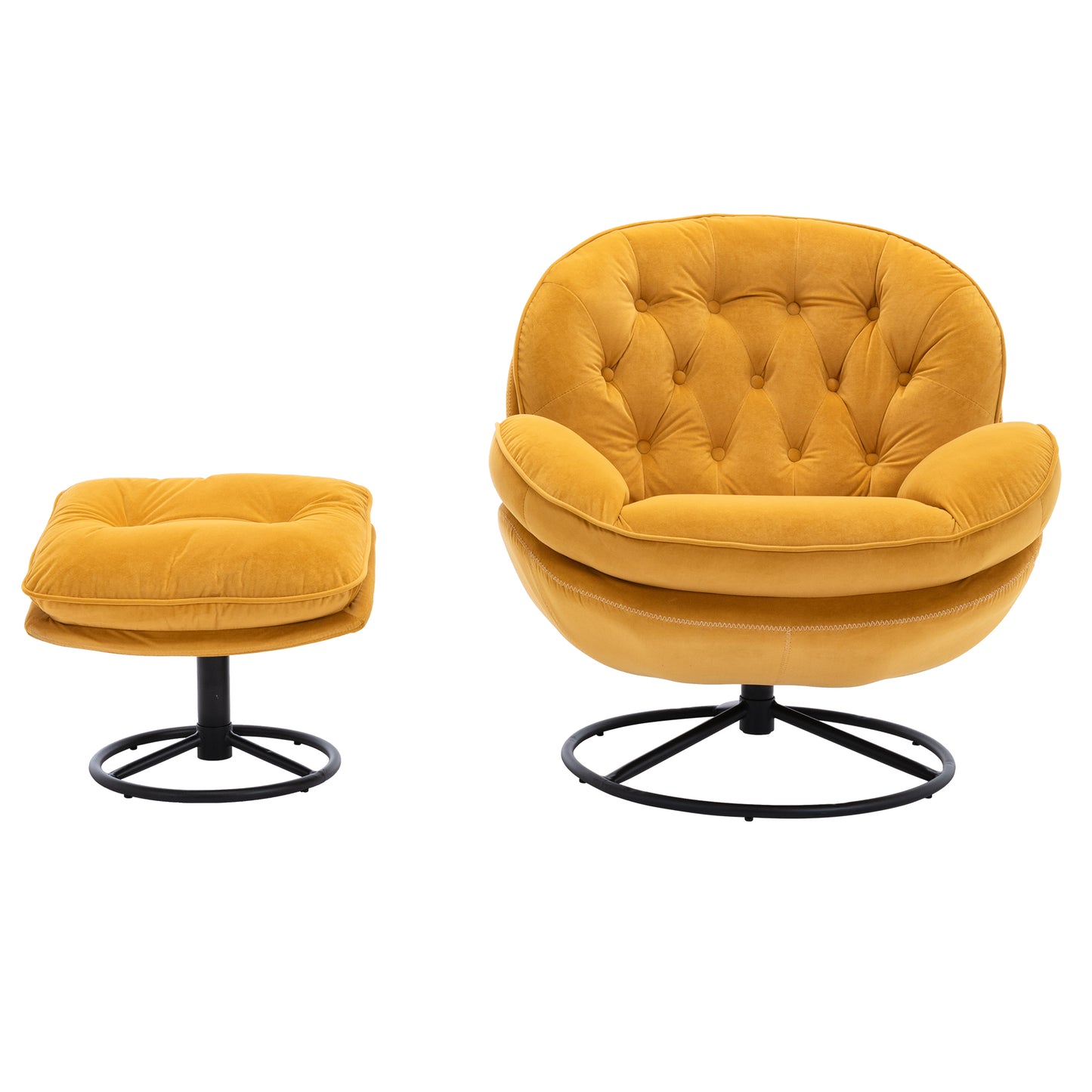 Accent Chair with Ottoman - Stylish Yellow TV Chair for Living Room Comfort