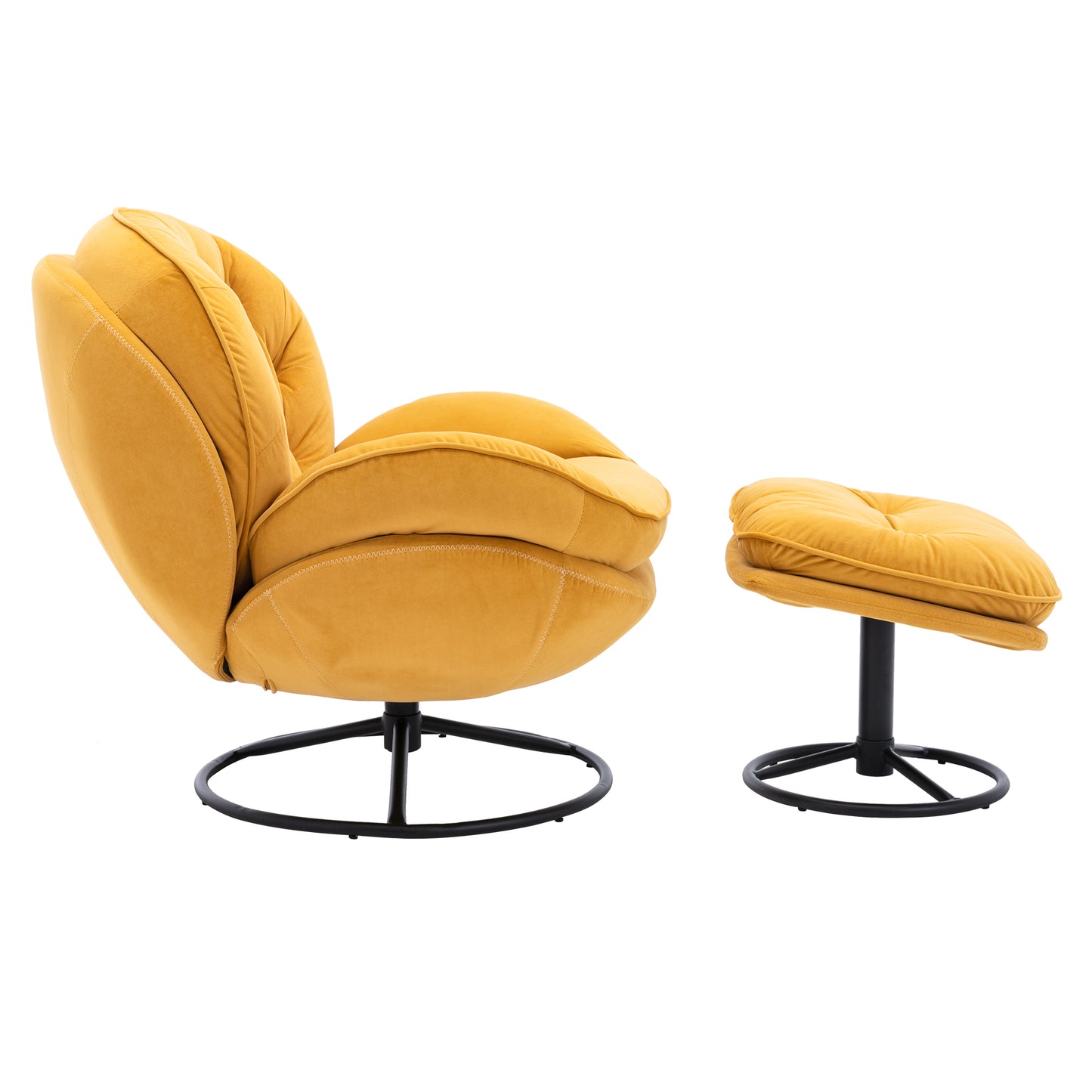 Accent Chair with Ottoman - Stylish Yellow TV Chair for Living Room Comfort