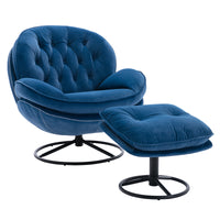 Comfortable Accent Chair with Ottoman - Stylish Living Room TV Chair in Blue