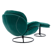 Stylish Green Accent Chair with Ottoman for Living Room - Comfortable TV Chair