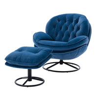 Comfortable Accent Chair with Ottoman - Stylish Living Room TV Chair in Blue