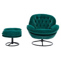 Stylish Green Accent Chair with Ottoman for Living Room - Comfortable TV Chair