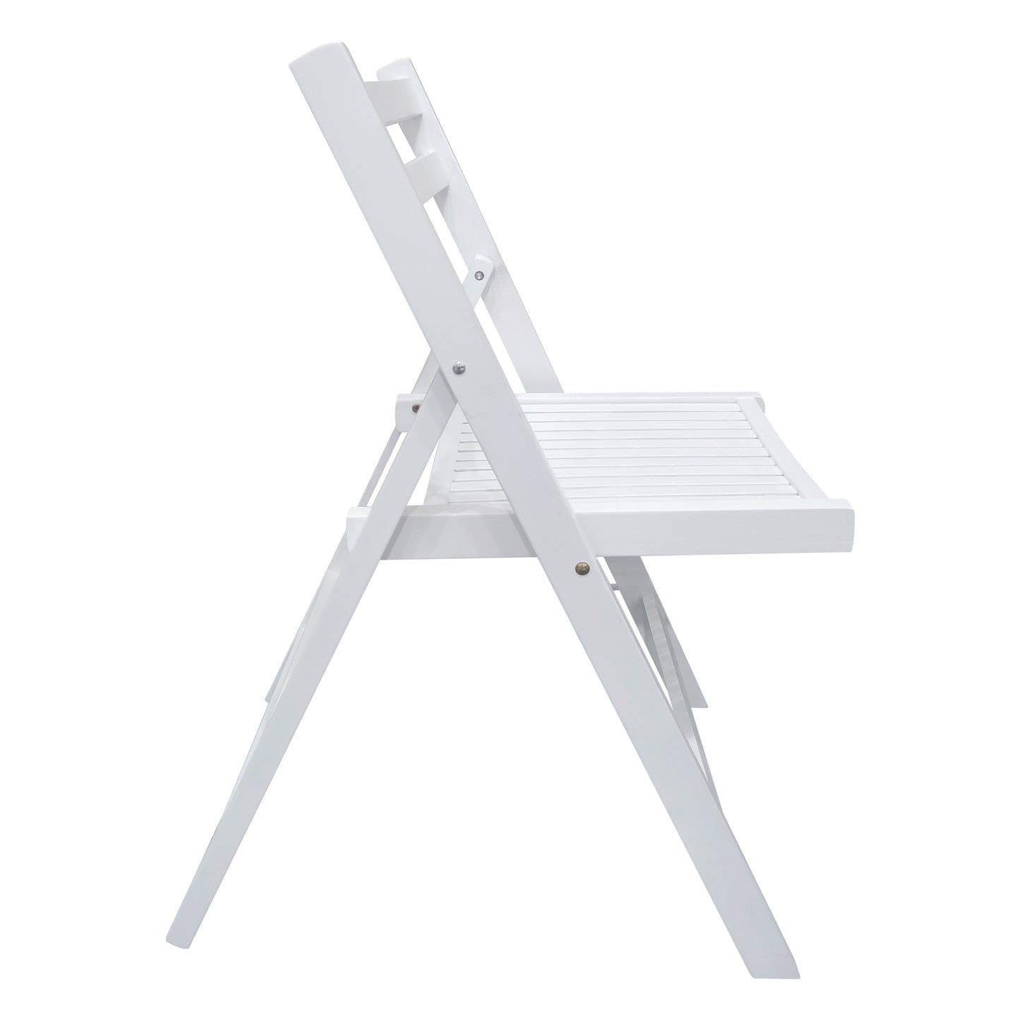 White Folding Slatted Wood Chairs - Set of 4, Portable & Stylish Event Seating, Perfect for Parties, Weddings, and Gatherings