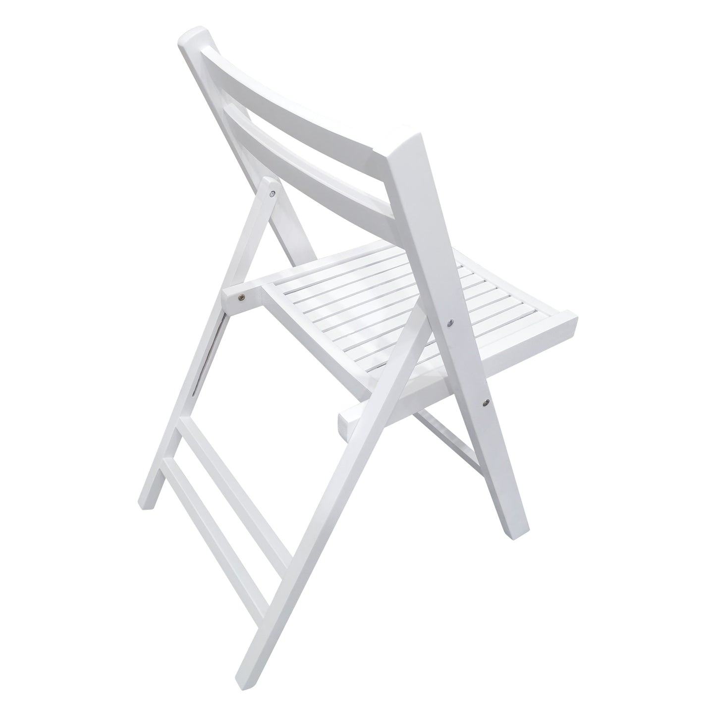 White Folding Slatted Wood Chairs - Set of 4, Portable & Stylish Event Seating, Perfect for Parties, Weddings, and Gatherings