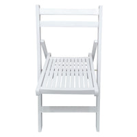 White Folding Slatted Wood Chairs - Set of 4, Portable & Stylish Event Seating, Perfect for Parties, Weddings, and Gatherings