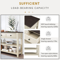 Retro Design Console Table with Two Open Shelves, Solid Pine Wood Frame and Legs, Perfect for Living Room - Espresso and Beige Finish