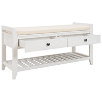 Multipurpose Shoe Rack with Cushioned Seat and Drawers - Entryway Storage Bench, White