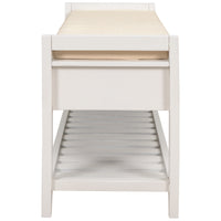 Multipurpose Shoe Rack with Cushioned Seat and Drawers - Entryway Storage Bench, White