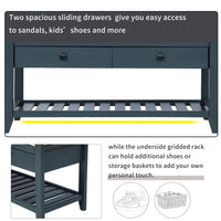 Shoe Rack with Cushioned Seat and Drawers, Multipurpose Entryway Storage Bench