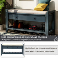 Shoe Rack with Cushioned Seat and Drawers, Multipurpose Entryway Storage Bench