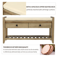 Shoe Rack with Cushioned Seat and Drawers Multipurpose Entryway Storage Bench Gray Wash