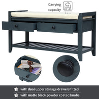 Shoe Rack with Cushioned Seat and Drawers, Multipurpose Entryway Storage Bench