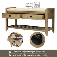 Shoe Rack with Cushioned Seat and Drawers Multipurpose Entryway Storage Bench Gray Wash