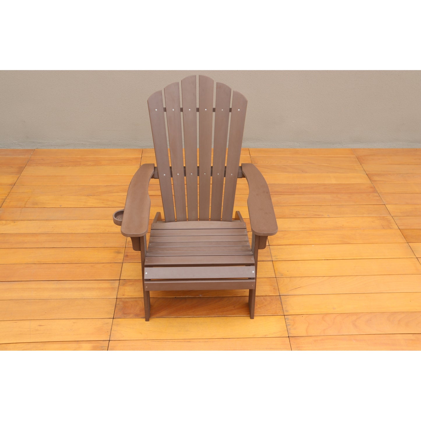 Brown Polystyrene Adirondack Chair for Outdoor Comfort and Relaxation, Weather-Resistant, Stylish Design