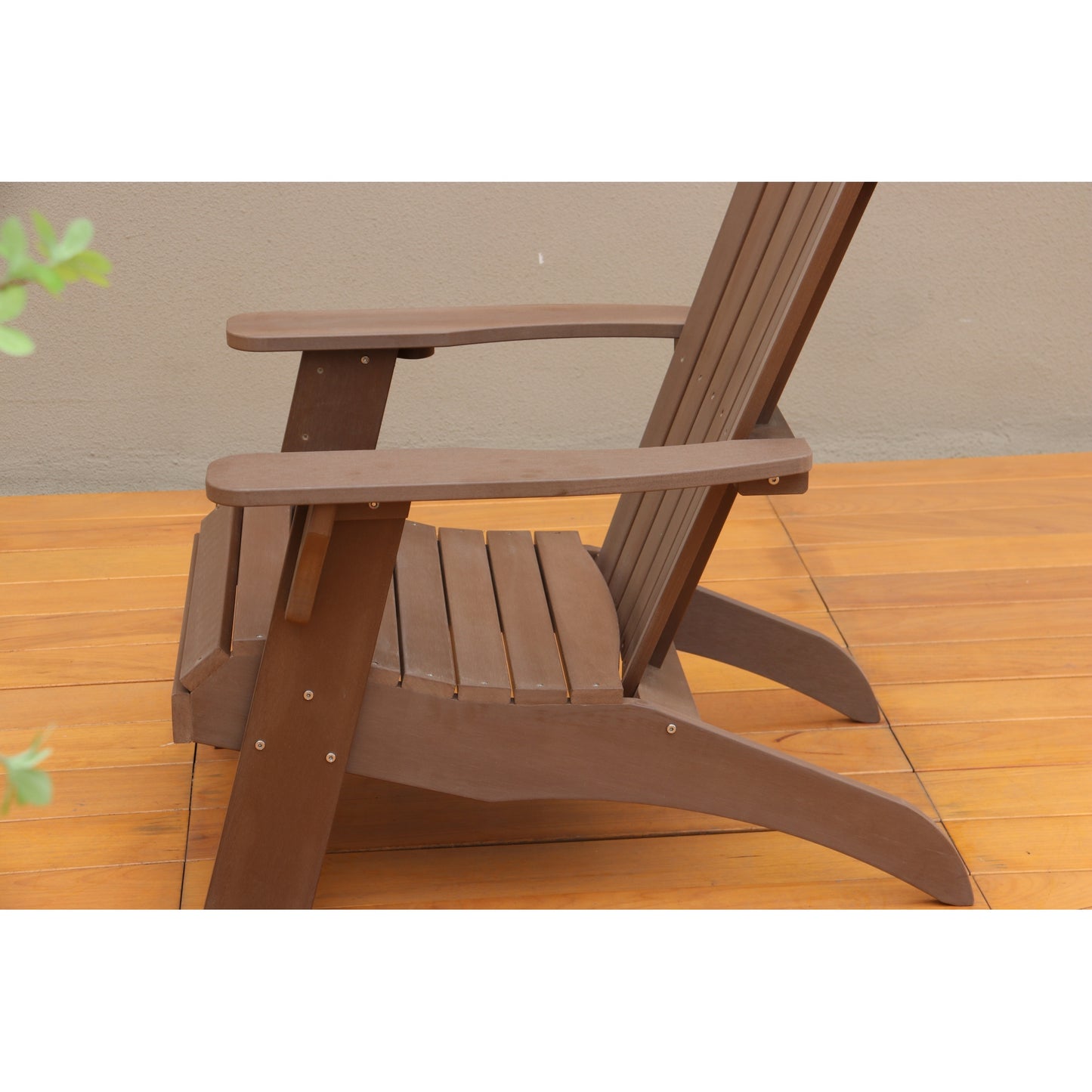 Brown Polystyrene Adirondack Chair for Outdoor Comfort and Relaxation, Weather-Resistant, Stylish Design