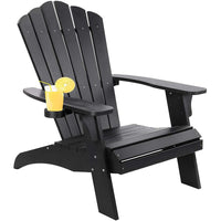 Elegant Black Polystyrene Adirondack Chair for Outdoor Patio, Deck, Garden, and Poolside Relaxation